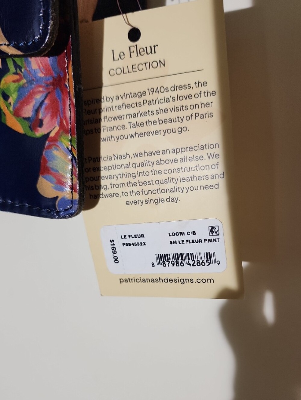 Patricia Nash Navy Floral Patent Crossbody With Bag NWT - Picture 3 of 16